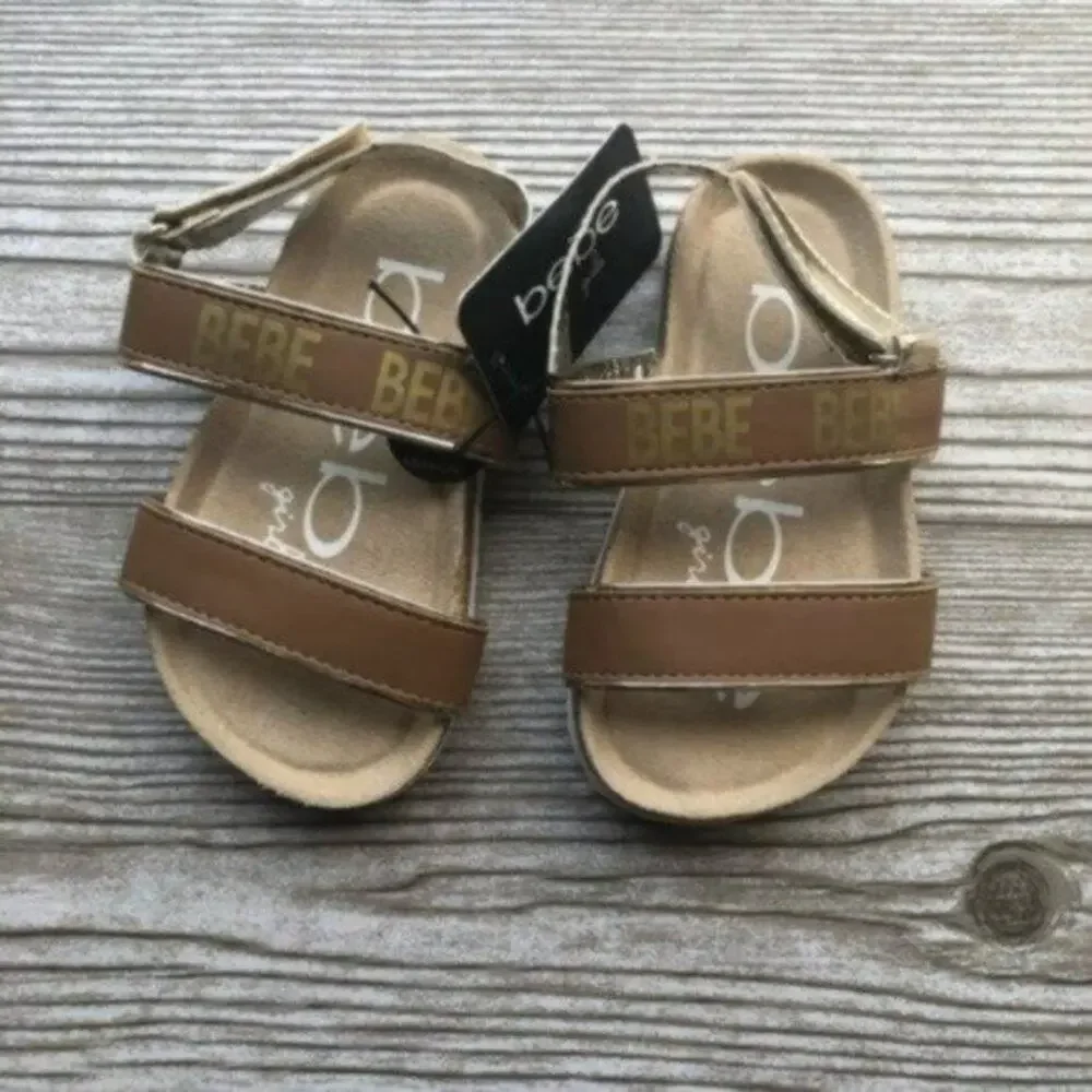 Bebe Brown & Gold Toddler Girl’s Sandals Sz 8